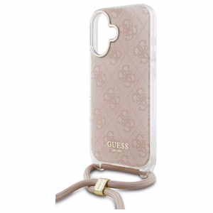 Guess Crossbody Cord 4G Print suojakuori iPhone 16:lle - vaaleanpunainen