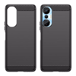 Carbon Case joustava silikoninen hiilikuitusuojakuori Infinix Hot 20S:lle musta