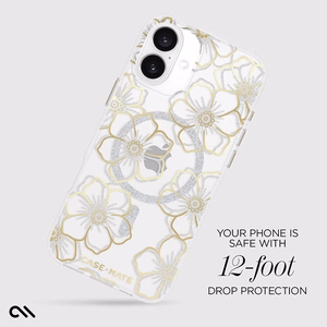 Case-Mate Floral Gems MagSafe suojakuori iPhone 16 Plus -laitteelle, kullanvärinen