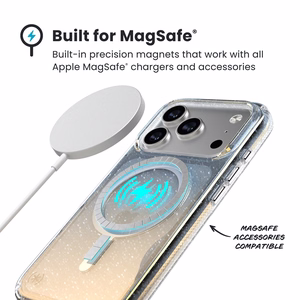 Speck Presidio Lux MagSafe suojakuori iPhone 17 Pro -laitteelle, Hyper Mirror Glitter / Silver Metallic -värinen