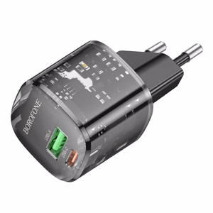 Borofone Wall charger BN17 Sunlight - USB + Type C -  QC 3.0 PD 20W 3A black