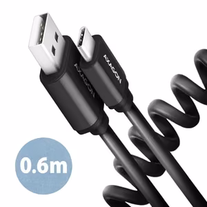 USB-C – USB 2.0 -kaapeli 0,6 m / Twister musta BUCM-AM10TB AXAGON