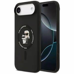Karl Lagerfeld Silikoninen Karl&Choupette Ring MagSafe Suojakuori iPhone 17 Air:lle - Musta