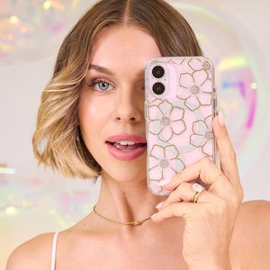 Case-Mate Floral Gems MagSafe suojakuori iPhone 16 Plus -laitteelle, kullanvärinen