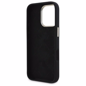 Guess Silikoninen Script Metal Logo & Frame Suojakuori iPhone 16 Pro Max:lle - musta