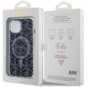Guess IML GCube MagSafe Suojakuori iPhone 15 Plus:lle - musta