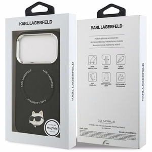Karl Lagerfeld MagSafe Suojakuori iPhone 17 Pro:lle KLHMP17LPSMLRCHK (PU Choupette Pin) - Musta