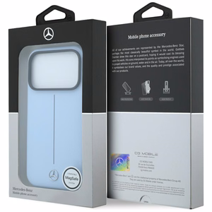 Mercedes Semi Wrap Iconic Line MagSafe nahkainen suojakuori malleille iPhone 18 Pro Max / 17 Pro Max, sininen