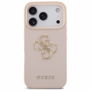 Guess Grained Big 4G & Classic Logo iPhone 17 Pro Suojakuori - vaaleanpunainen