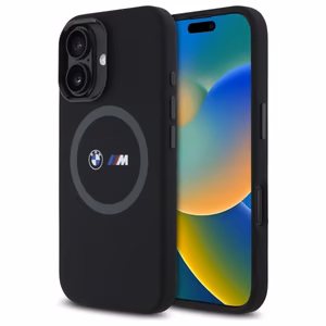 BMW M Silikoninen Printed Ring MagSafe suojakuori iPhone 16:lle - musta