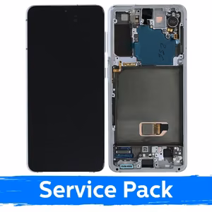 LCD-näytöllä varustettu Samsung G991 S21 kehyksellä / Phantom White / (Service Pack) + AKKU MUKANA