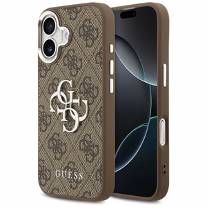Guess 4G Big 4G Classic Logo Suojakuori iPhone 17:lle - ruskea ja hopeinen