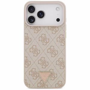 Guess Leather 4G Triangle Strass MagSafe suojakuori mallille iPhone 17 Pro Max / 18 Pro Max – vaaleanpunainen