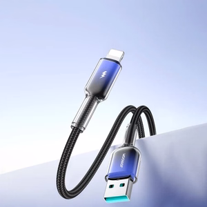 Joyroom S-A42 Crystal-Clear Series 3A USB-A - Lightning -kaapeli 1,2 m - musta