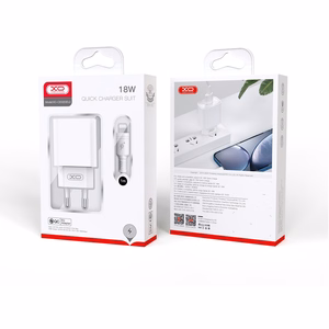 XO seinälaturi CE02D QC 3.0 18W 1x USB, valkoinen + USB-C-kaapeli