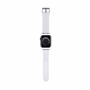 Karl Lagerfeld 3D Rubber Karl ja Choupette Heads hihna valkoinen Apple Watch 42/44/45/49mm:lle