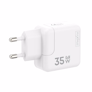 Seinälaturi MX BURST GaN PD 35W, 2xUSB-C + C/Lightning PD kaapeli 20W valkoinen