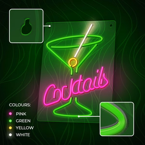 Neon PLEXI LED COCKTAILS vaaleanpunainen vihreä FPNE02X Forever Light