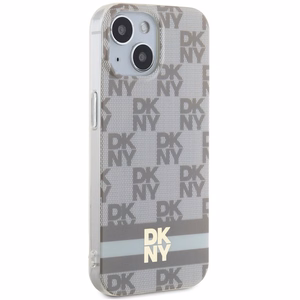 DKNY IML Ruudullinen Mono-kuvio ja Painetut Raidat MagSafe Suojakuori iPhone 15 / 14 / 13:lle - beige