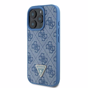 Guess nahkainen Metal Logo Strass Crossbody Suojakuori iPhone 16 Pro Max:lle - sininen