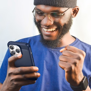 Carbon Kotelo iPhone 14 Pro Max joustava geeli takakuori sininen