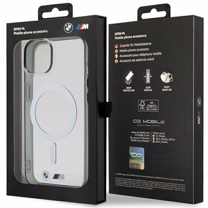 BMW Silver Ring MagSafe Suojakuori iPhone 14 Plus:lle - läpinäkyvä