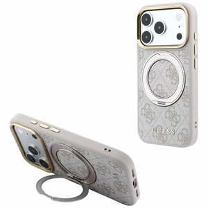 Guess Ring Stand 360 4G Classic Logo MagSafe suojakuori malleille iPhone 17 Pro Max / 18 Pro Max, vaaleanpunainen