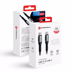 Kaapeli USB C - USB C Forcell F-Energy QC4.0 PD 5A 240W Cafule 1,2 m C263 musta
