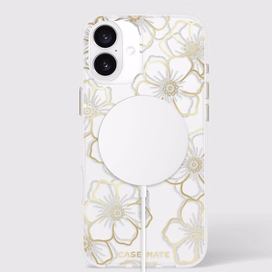 Case-Mate Floral Gems MagSafe suojakuori iPhone 16 Plus -laitteelle, kullanvärinen