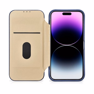 iCarer CE Premium Nahka Folio Case iPhone 14 Pro Magneettinen Flip Nahka Folio Case MagSafe Blue (WMI14220714-BU)