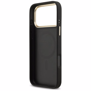 Guess 4G Strass Logo & Big Strap Metal Buttons MagSafe suojakuori iPhone 17 Pro Max - musta