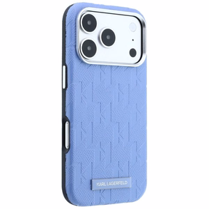 KARL LAGERFELD -kotelo mallille IPHONE 18 Pro/17 Pro MagSafe-yhteensopiva (Mono Resin Logo) (väri: vaaleansininen)
