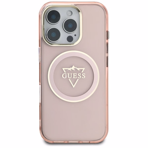 Guess IML Metal Mountain Logo MagSafe iPhone 16 Pro Max Suojakuori - vaaleanpunainen