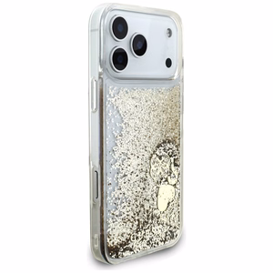 Guess Liq. Glitter 4 Charms Suojakuori iPhone 17 Pro Max:lle - kultainen