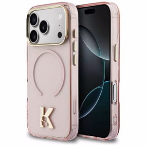 Karl Lagerfeld IML K Head Logo MagSafe -suojakuori iPhone 17 Pro:lle vaaleanpunainen