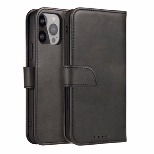 Magnet Case tyylikäs kotelo suojus läppä ja jalusta toiminto iPhone 14 Max musta