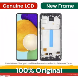 LCD Display Compatible With Samsung A525 A52 (A526 A52 5G) with Frame / Awesome Blue / (Renewed: Telemax)