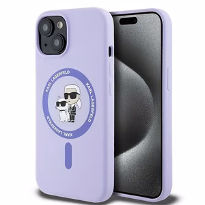 KARL LAGERFELD Silikoninen KC Body Ring MagSafe Suojakuori KLHMP15SSCMKCRHU iPhone 15:lle - Violetti