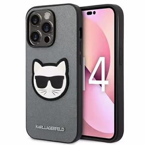 Karl Lagerfeld Saffiano Choupette Head Patch kotelo iPhone 14 Pro - hopea - hopea