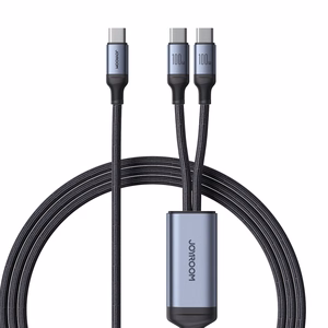 Joyroom Speedy Series S-A21 2in1 USB-C - USB-C / USB-C kaapeli 100W 1.5m - musta