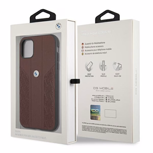 BMW Leather Curve rei'itetty kotelo iPhone 11 / Xr - punainen