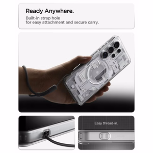 Spigen Ultra Hybrid Mag Zero One suojakuori laitteelle Samsung Galaxy S26 Ultra, MagSafe-yhteensopiva, läpinäkyvä ja valkoinen