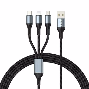 BWOO 3-in-1 kaapeli USB - USB-C, Lightning, Micro USB 1m 3A X274 musta