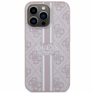Guess GUHMP13LP4RPSP iPhone 13 Pro / 13 6.1 vaaleanpunainen/vaaleanpunainen suojakuori 4G Printed Stripes MagSafe