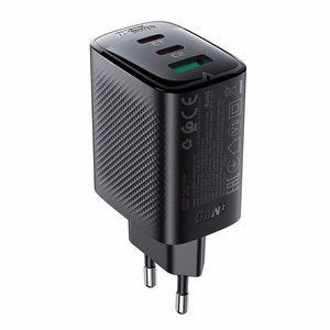 Acefast A108 GaN PD -seinälaturi, 67 W, 2 × USB-C, 1 × USB-A, musta