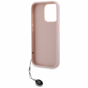 Karl Lagerfeld Saffiano Rhinestones & Charm Suojakuori iPhone 15 Pro:lle - vaaleanpunainen