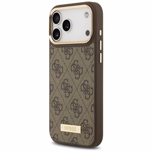 Guess 4G Logo Plate MagSafe suojakuori iPhone 17 Pro Max - ruskea