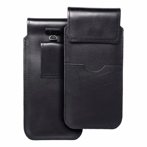 ROYAL - Nahkainen yleispussi läpällä / musta - Koko 2XL+korkea - Samsung S21 Ultra / Huawei P Smart 2021 / Xiaomi Redmi 12 / Oppo A98 5G