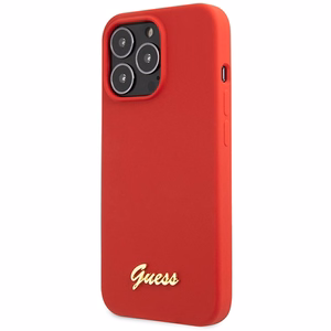 Guess GUHCP13XLSLMGRE iPhone 13 Pro Max 6.7 punainen/burgundy kovakuori Silicone Vintage Gold Logo