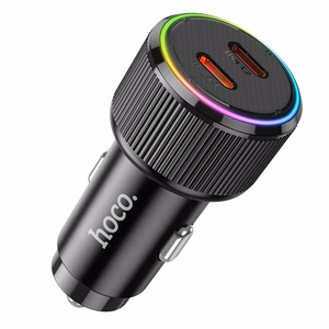 Autolaturi Hoco 2 x USB C QC PD 50W NZ14B musta